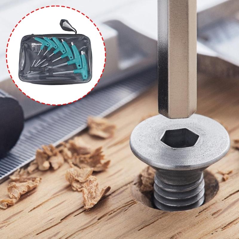 6/9Pcs T-shaped Hand Tool Hex Socket Wrench T-handle Wrench Extended T-Socket Wrench 1.5-10mm for Mechanical Working