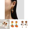 Fashionable Halloween Pumpkin And Skull Earrings With Eye-catching Zircon Details For Ladies