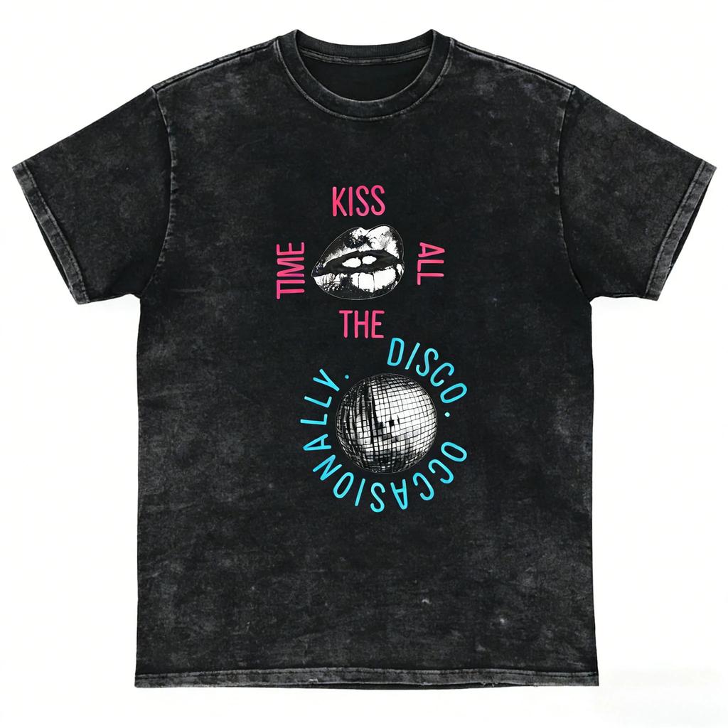 Y2k Hot Sale Tshirt Harry Styles Kiss All The Time Disco Occasionally Album Acid Wash Cotton Casual Loose Short Sleeve Unisex