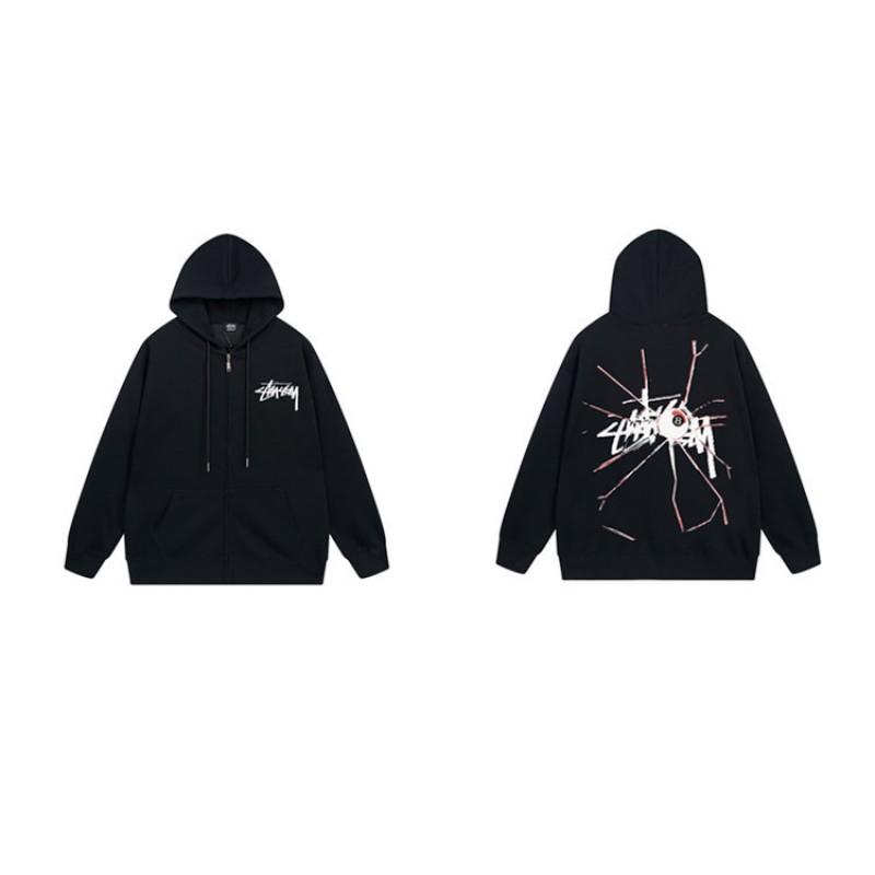 Mens Hooded Zip-Up Fleece-Lined Sweatshirt With Letter Print Casual Oversized Pullover Winter Jacket