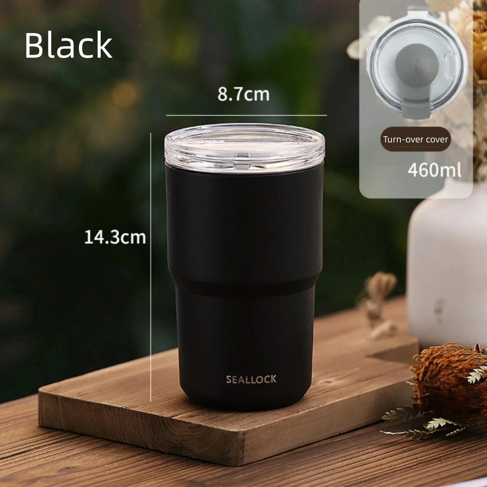 

Stainless Steel Coffee Cup Double Layer Vacuum Insulation Cup Office Outdoor Portable Fashion Car Water Mugs for Friends Gifts 460ml чорний