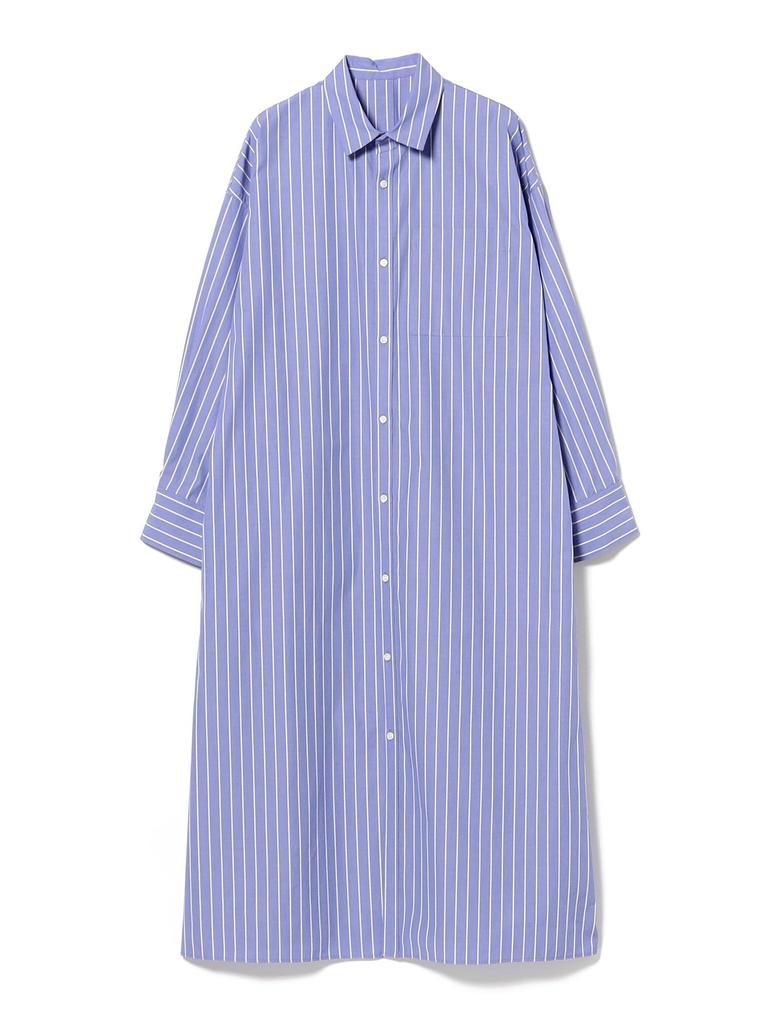 Beams Shirt Blue One Size Demi-Luxe Women's Back-Open Dress, Stripe,