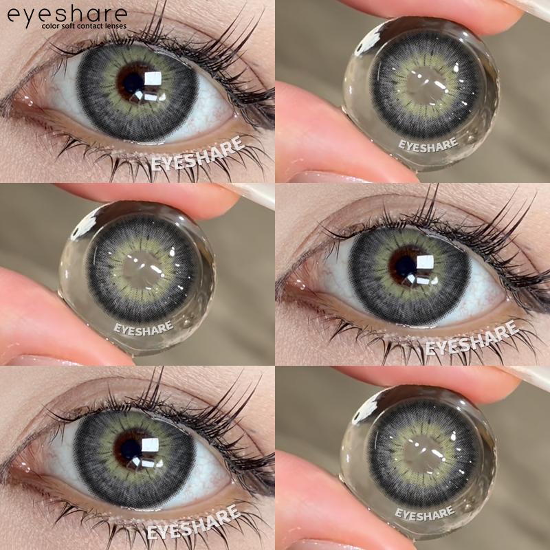 EYESHARE 1Pair Color Contact Lenses for Eyes Natural Brown Yearly Use Lenses Gray Multicolored Contact Lens Gray Pupils Lens