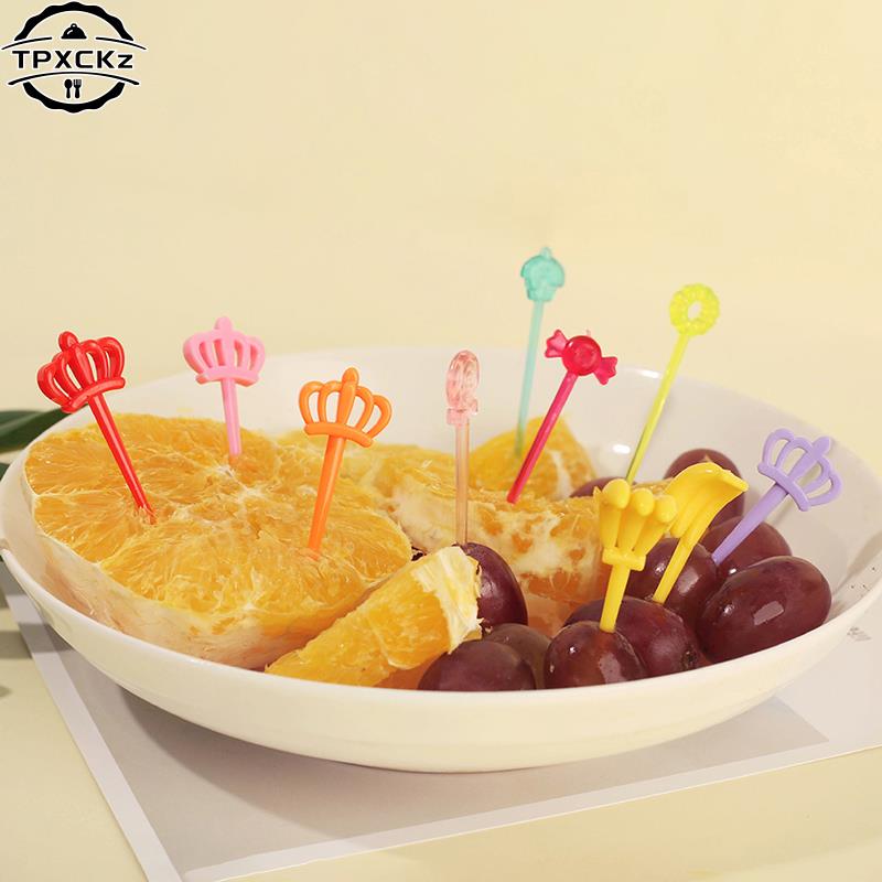 Candy Fruit Fork Food Grade Plastic Mini Cartoon Kids Cake Fruit Toothpick Bento Lunch Bento Accessories Party Decoration Supply