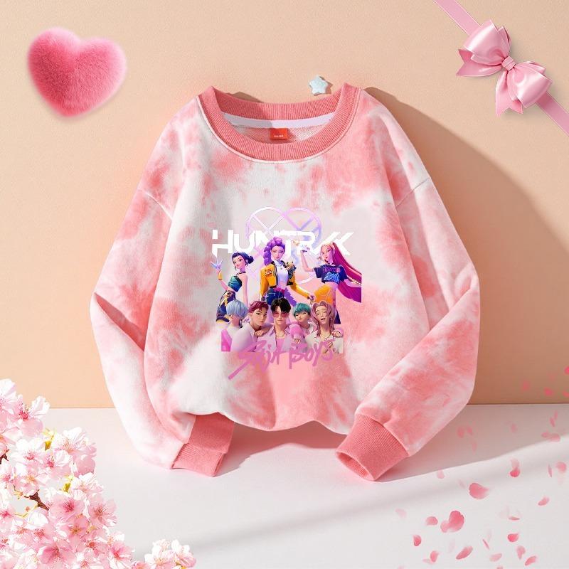 Spring And Autumn Demon Hunter Streetwear T Shirt Girl Cute Anime Print Kid Game Y2K Kawaii Tie-dye Women's Outdoor Pullover Long Sleeve Top Clothes