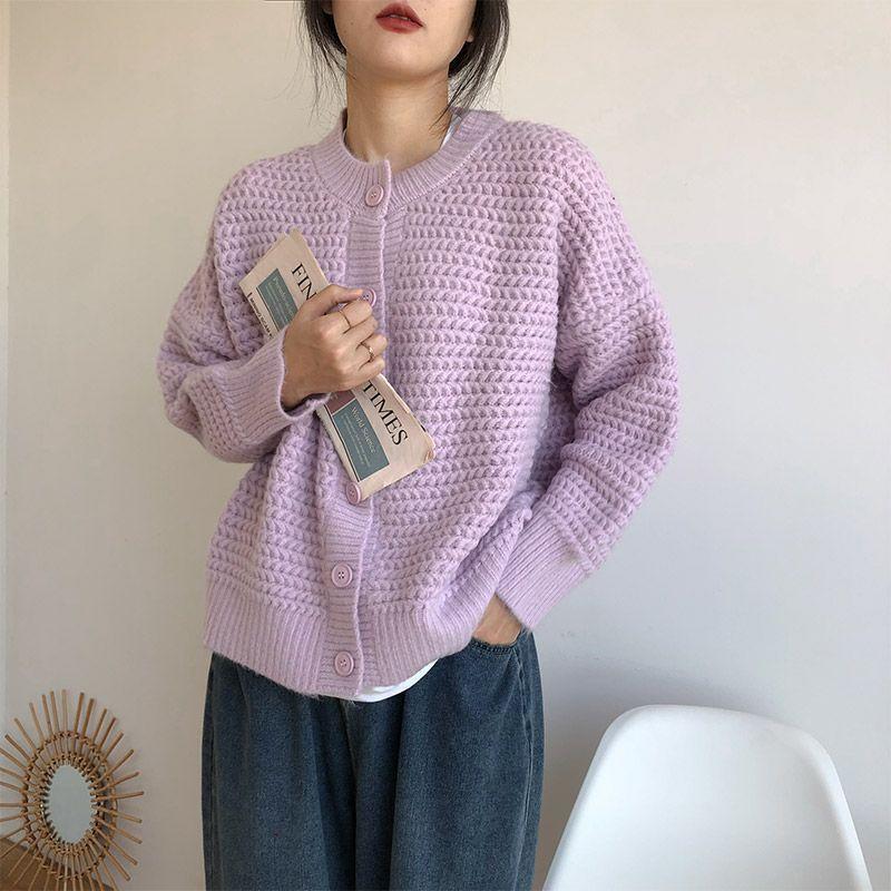 Red Sweater Women's Loose and Lazy Style Early Autumn Korean Knitted Cardigan Spring and Autumn Women's Top