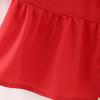 Women Summer Casual Cropped Tops O-neck Puff Short Sleeve Pullover Tops Ruffle Hem Back Lace-up Solid Color Thin Tees