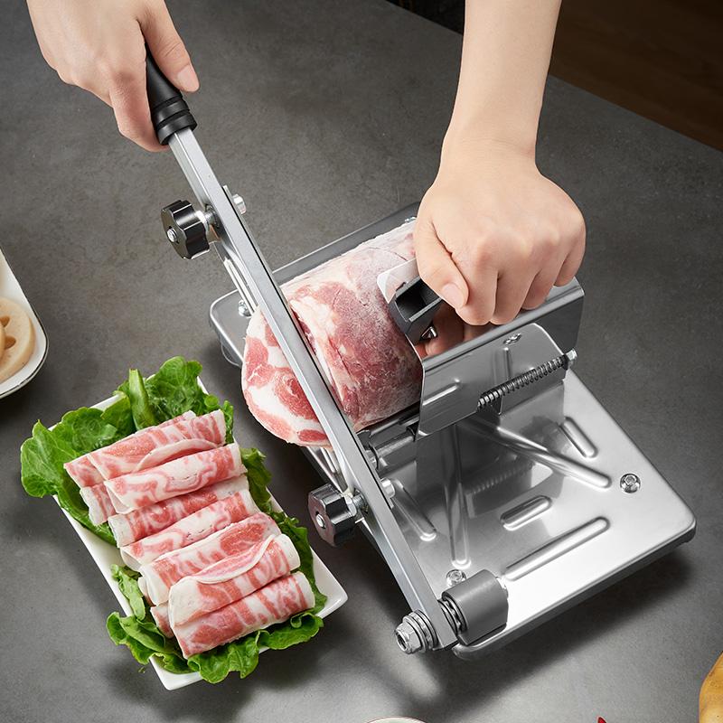 GIANXI Mutton Roll Slicer Stainless Steel Manual Cutting Rice Cake Frozen Beef Slicer Commercial Meat Planing Artifact