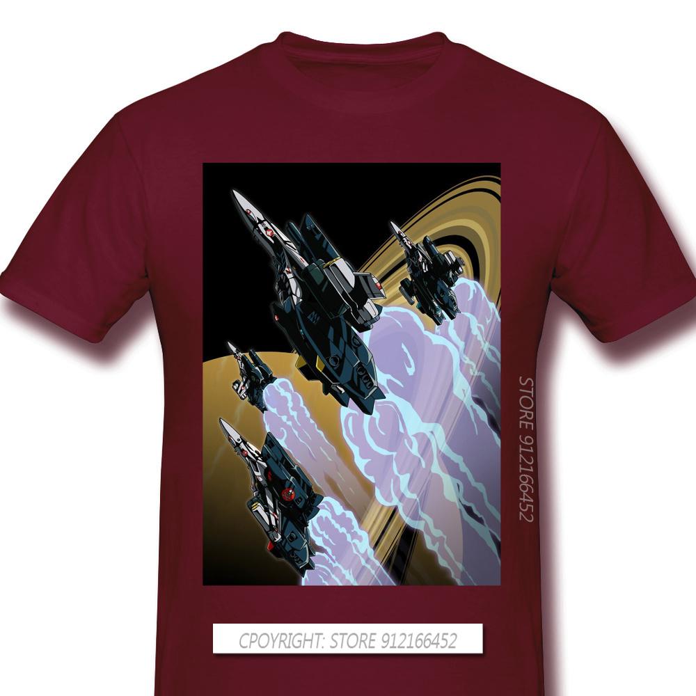 Skull Squadron TShirt Macross UN Spacy Variable Valkyrie Mecha Anime Homme T-Shirts Tee Pure Cotton Oversize Short Sleeve