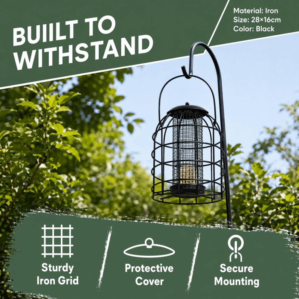 Large Mesh Metal Bird Feeder Durable Hanging Bird Feeder Iron Cage Bird Feeder Balcony Hanging