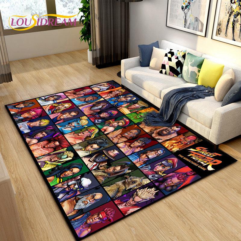 Street Fighter Retro Game Gamer Area Rug,Carpet Rug for Living Room Bedroom Sofa Doormat Decoration, Kid Play Non-slip Floor Mat