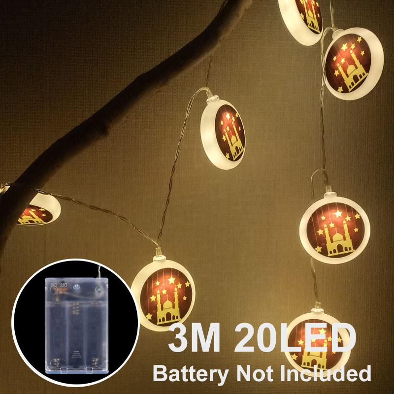 

EID Mubarak светодиодная батарея пластиковая гирлянда EID праздничное освещение декоративная гирлянда украшение Рамадан гирлянда