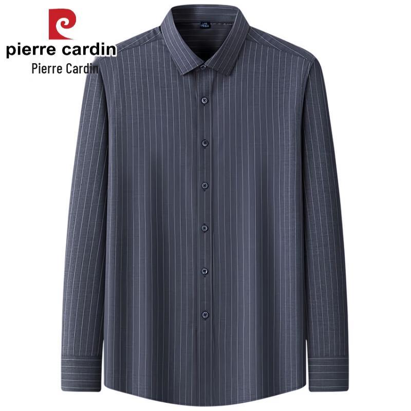 Pierre Cardin Men's Wool-Blend Striped Business Casual Shirt