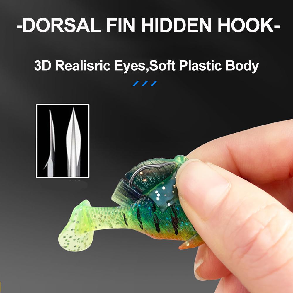 Angeln Weichköder Bleibeschwert Weitwurf Bissfest Haken Wirbelblatt T-Schwanz mit 3D Farbigen Fischauge Blutrillenhaken