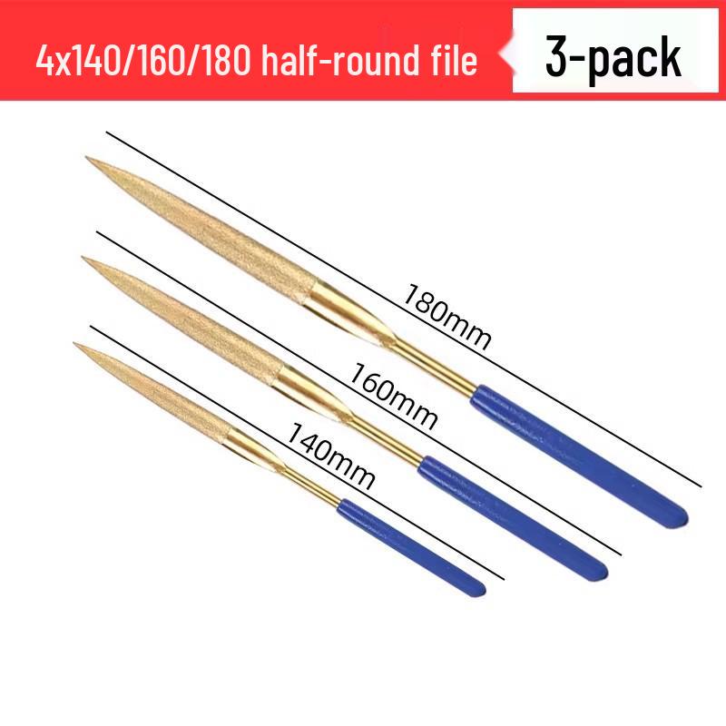 Titanium-Plated Diamond File Set: Flat/Incline with Extra Grade Carborundum for Precision Shaping, Free Shipping