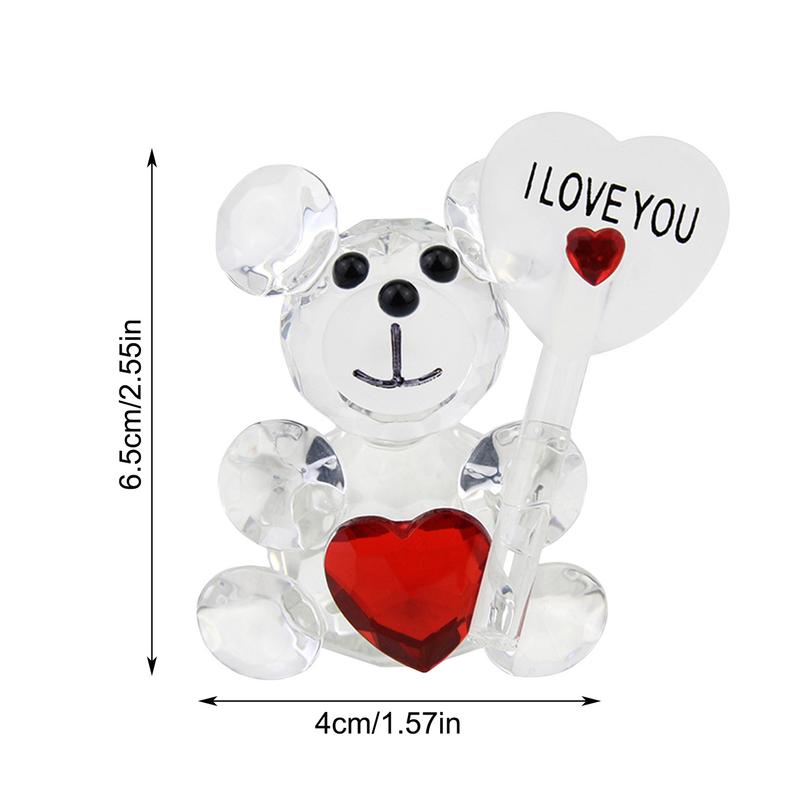Orsetto di Cristallo Carino con Ornamenti a Forma di Cuore Animali in Miniatura Cartone Animato Regali Romantici San Valentino Decorazioni per Matrimonio