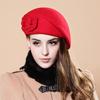 Beret Hat Dual Flowers Decor Elegant Classic Plain Soft Keep Warm Solid Color Autumn Winter Women French Artist Cap for Outdoor