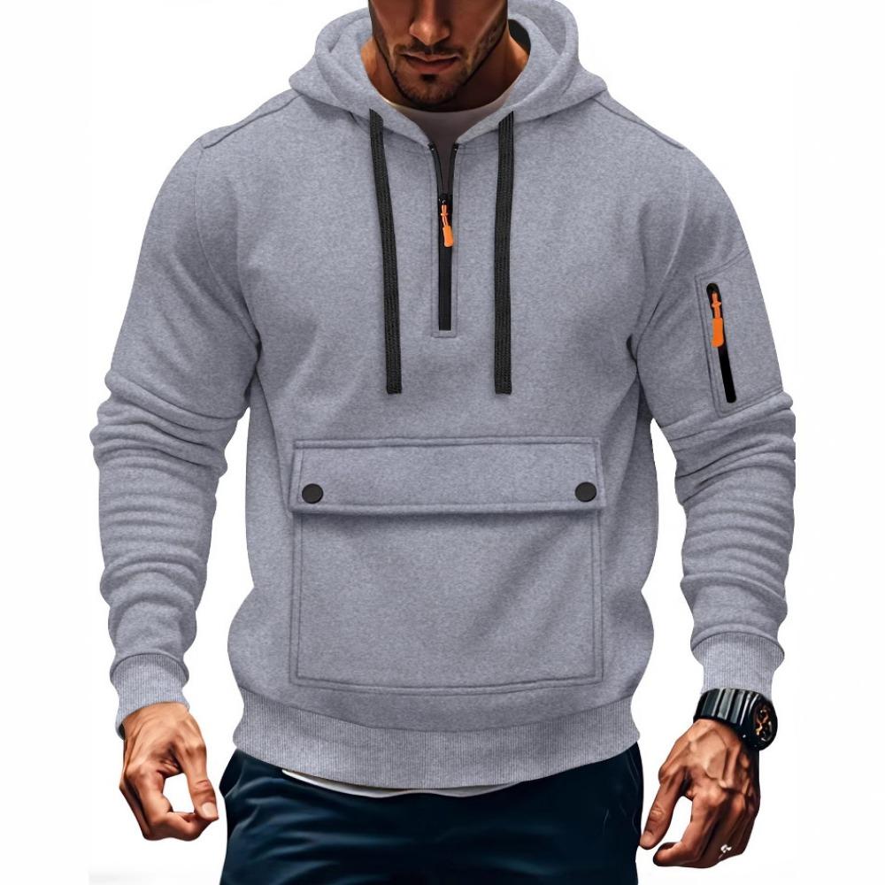 Trendy Innovative Sweatshirt Autumn and Winter Men's Fleece Loose Large Pocket Large Zipper Hoodie