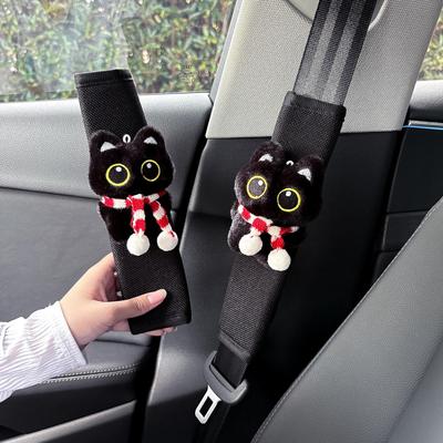 Little Black Cat Car Seat Belt Shoulder Pad Cover - Cute, Protective, and Anti-Chafing for Women’s Comfort.