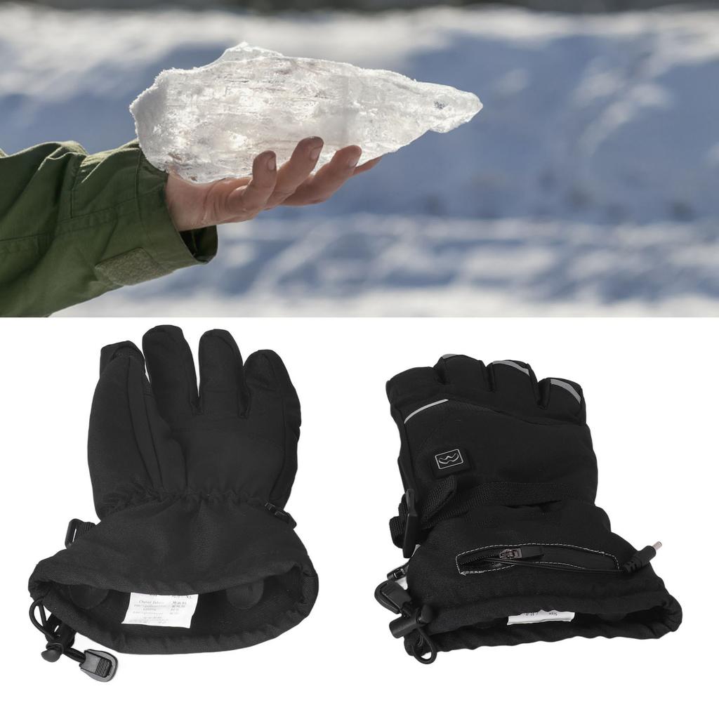 2 PCS Heated Gloves 3 Gears Adjustment Touchscreen Electric Heating Gloves Winter Thermal Gloves Black XL