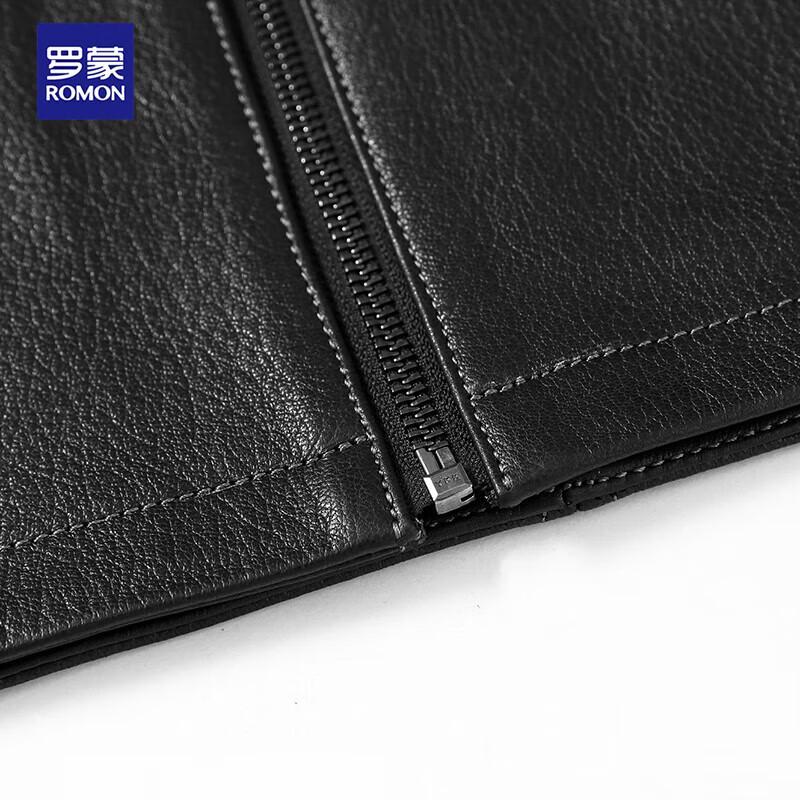 Romon Men's Goatskin Stand Collar Leather Jacket