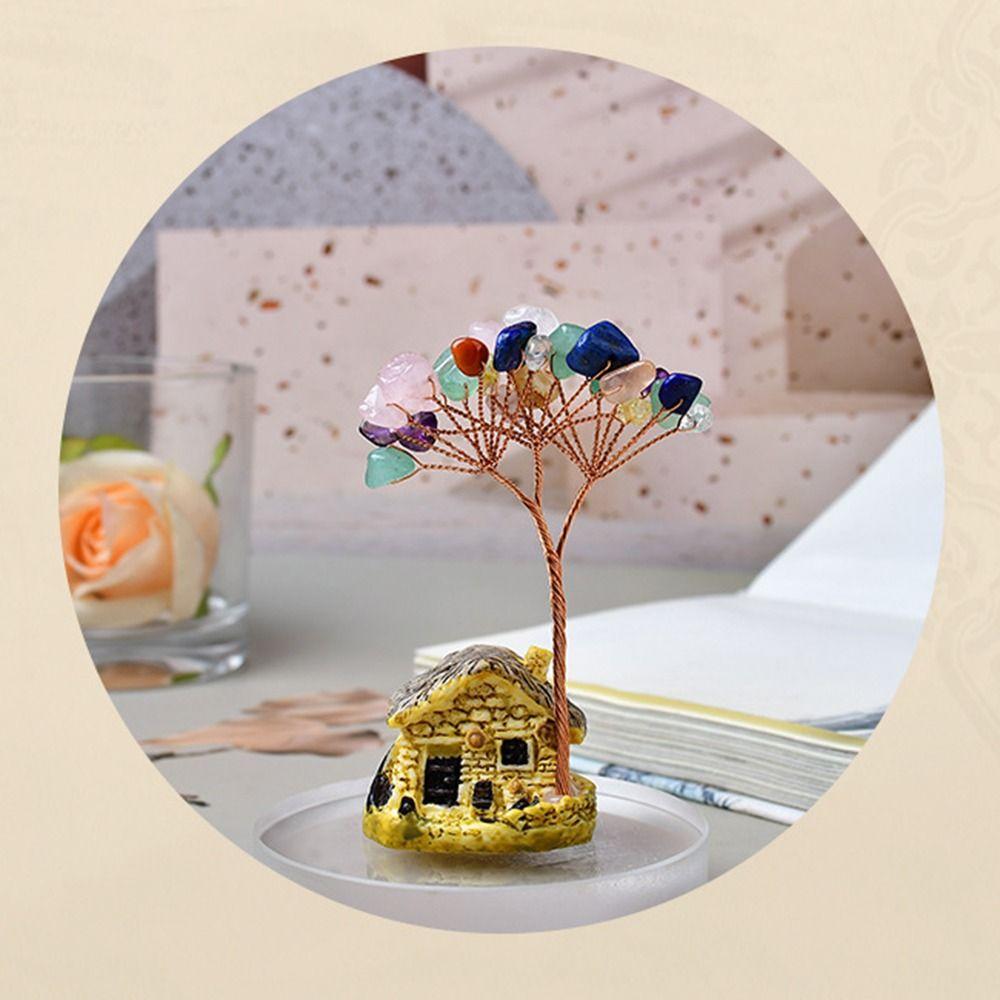 Creative Natural Crystal Tree Copper Wire Crystal Decorative Trees Fortune Tree Figurine  Desktop