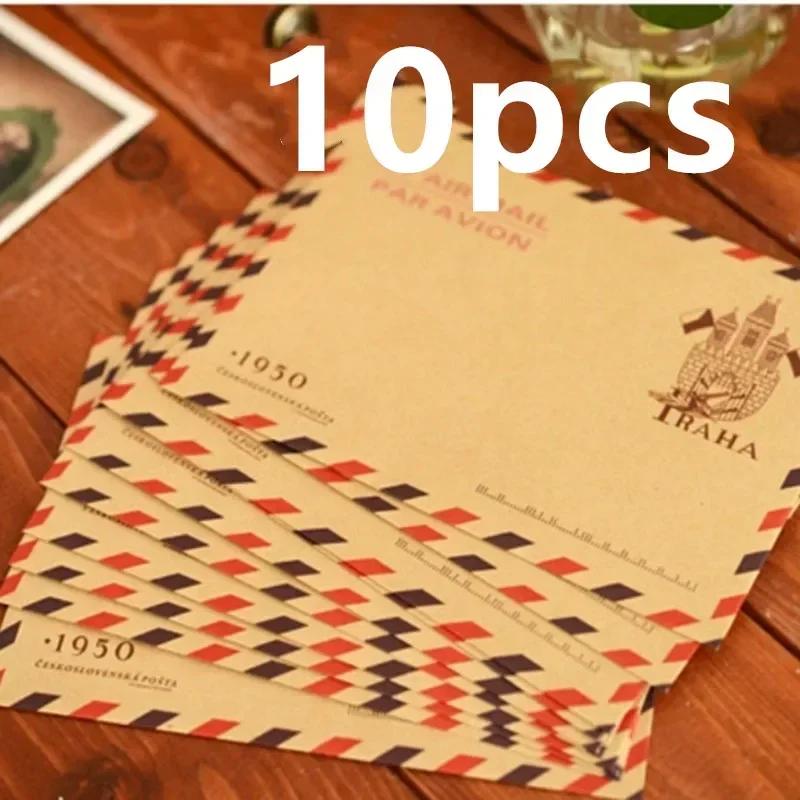 10 stk Enkle Kreative Kort 9,7*7,5cm Retro Populær Konvolutt Postkort Brev Holdbar Kraft Papir Skrivesaker Oppbevaring Papir Tilbehør