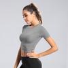 Women's Sports Slim Cross T-shirt Exercise Fitness Tops Revealing Yoga Clothing Running Exercise Short Sleeve