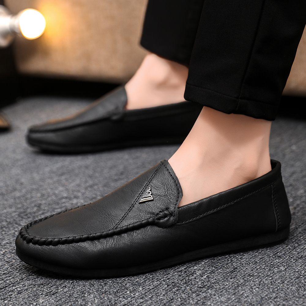 Fashion Moccasin Black Lightweight Male Casual Shoe Size 44 Common High Quality Fashion In Promotion Summer Sale New Men's Leather Shoes