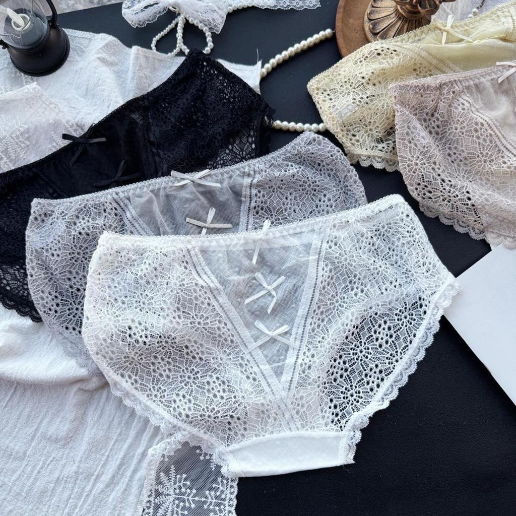 Soldes Panties Dentelle Soie Glacée Taille Basse Femme