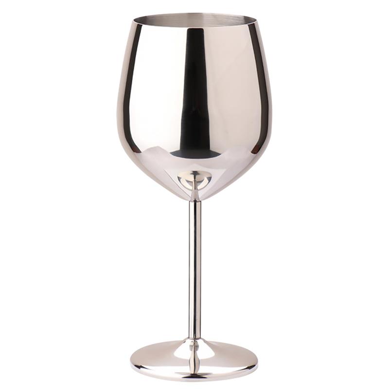 1Pc 500ml Stainless Steel Goblet Champagne Cup Wine Glass Cocktail Glass Creative Metal   for Bar Restaurant Wine Glass