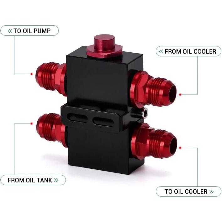 Oil Cooler Thermostat Sandwich Plate Filter Engine Transmission Oil Cooling Adapter 10AN Inline Fluid Control Bypass