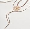 Vintage Five Petal Flower Long Necklace Women Elegant Camellia Style Pendant Sweater Chain Jewelry Gift