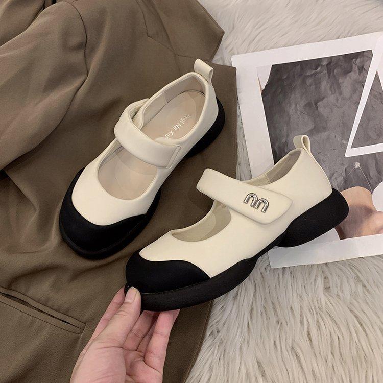 French Ugly Cute Mary Jane Small Leather Shoes Women's Shoes 2025 New Casual Small Fragrant Style with Skirt Comfortable and Lightweight Single Shoes