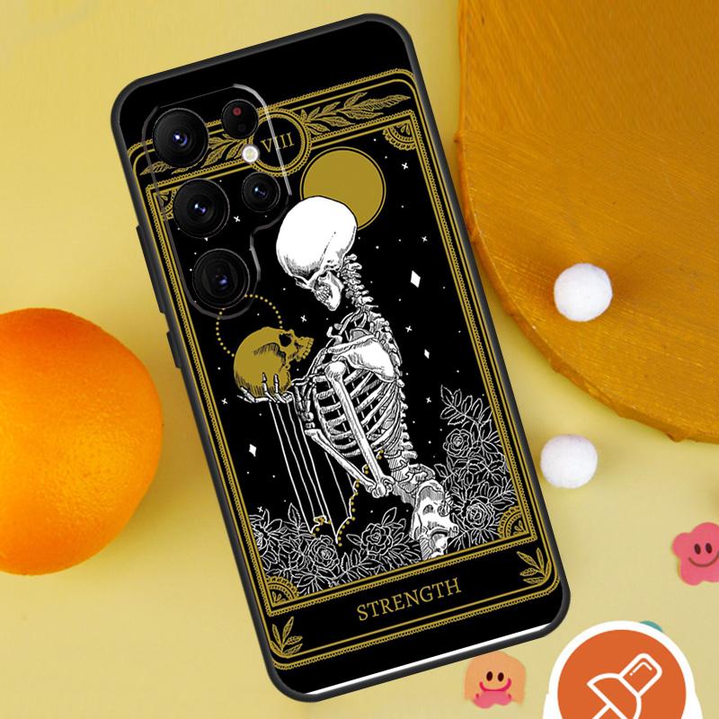 Death Tarot Cat Phone Case For Samsung Galaxy S25 Ultra S24 S22 S21 Ultra S9 S10 S20 Plus S23 FE Funda Cover