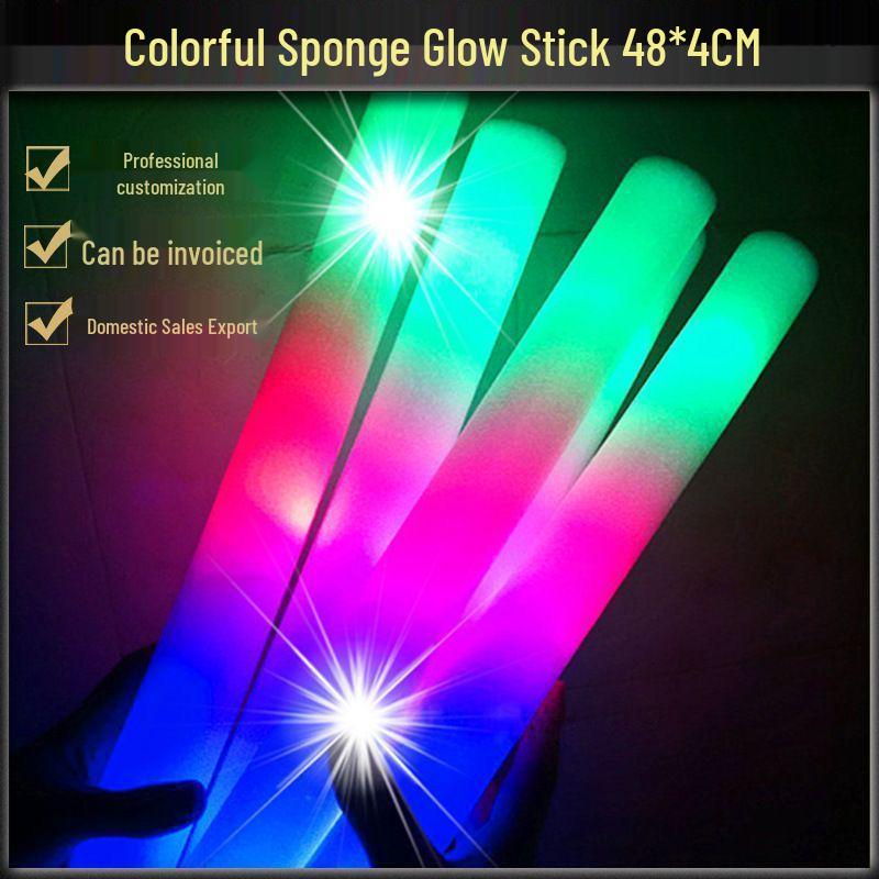 Seven-Color Fluorescent Glow Stick with Foam Glitter for Concerts and Nightclubs