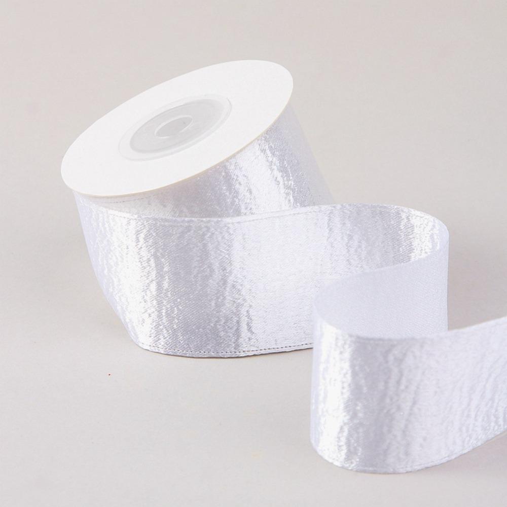 

2.5cm 10 Yards Velvet Ribbon Single Sided Metallic Luster Organza Ribbon Gloss Glitter Silver Edge Glitter Ribbon Gift Packing 10 yards белый