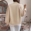 New Vintage and Elegant Open-collar Circular-patterned Decorative Long-sleeved Crew-neck Blouse for Women