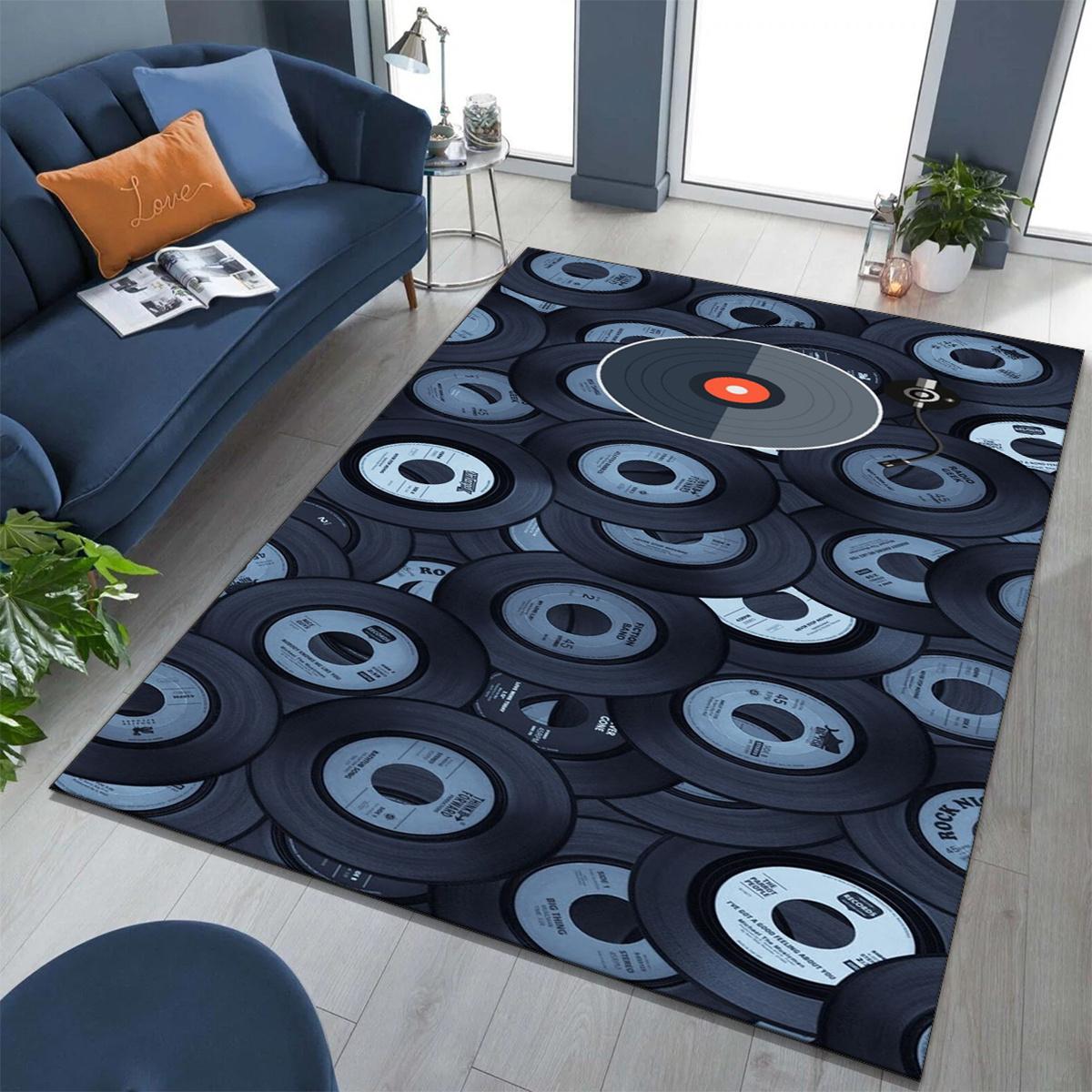 

Vinyl Record Design Non-Slip Rug - Durable Polyester, Perfect for Outdoor Patio, Garden, Living Room, Bedroom, and Kitchen Decor 50x80cm