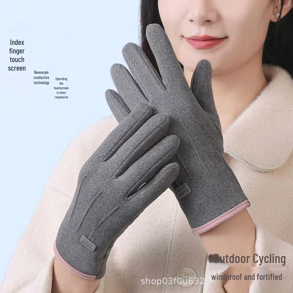 

Женские ветрозащитные перчатки для велоспорта с сенсорным экраном - Теплые на флисовой подкладке и нескользящие для осени/зимы Three-Line Style [Touchscreen] Gray