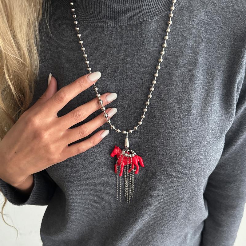 Fashion Sweet Pony Necklace Colorful Horse Pendant for Girls Party Event Birthday Present
