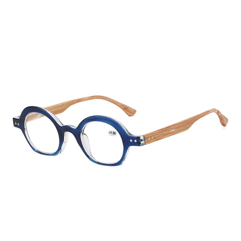 1918 Imitation Wood Grain Rice Nail Anti-Blue Glasses Men And Women, Japan And Korea Round Frame Ultra-Light High Definition Reading Glasses Frame