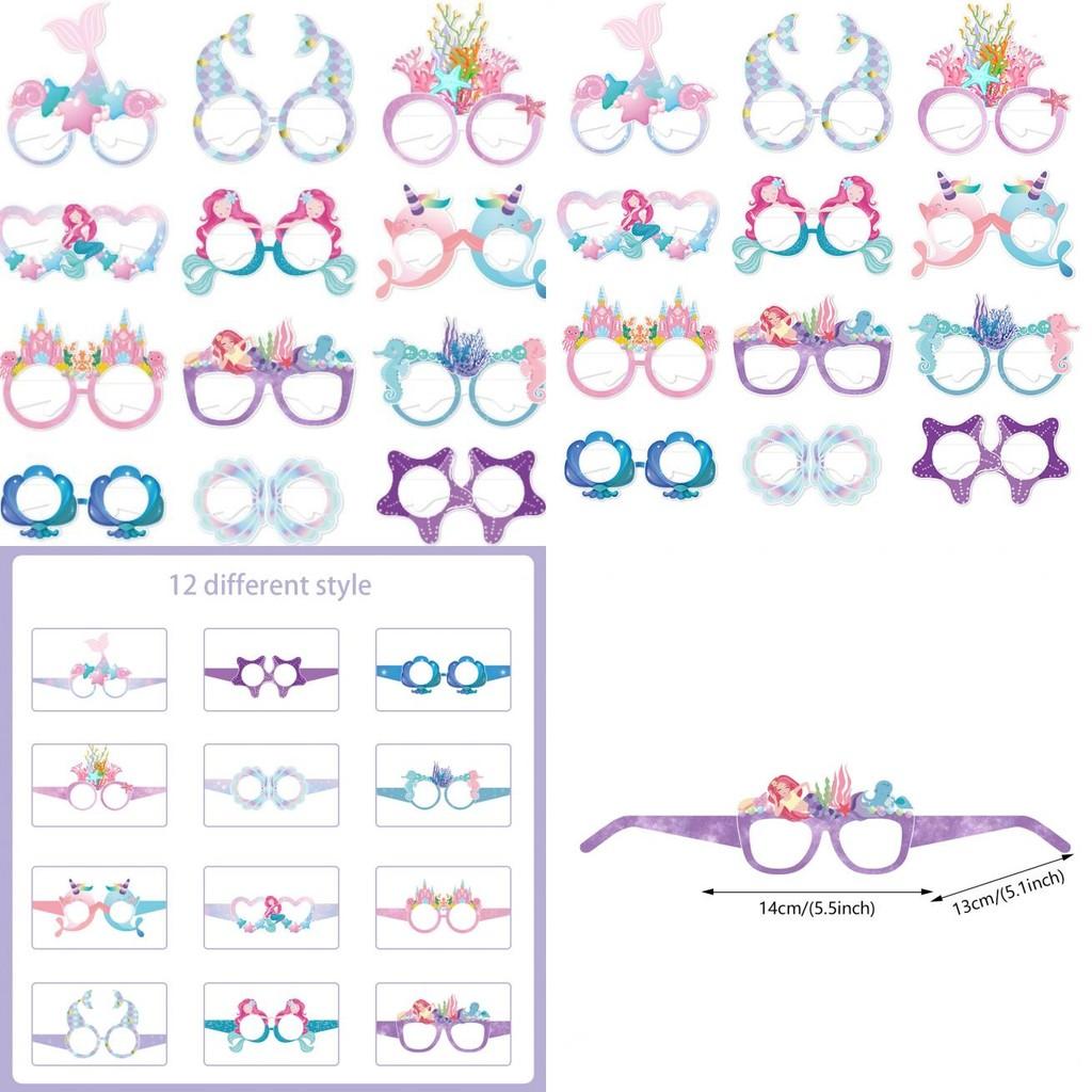 Theme 3d Mermaid Paper Glasses For Children Party Photo Booth Decoration