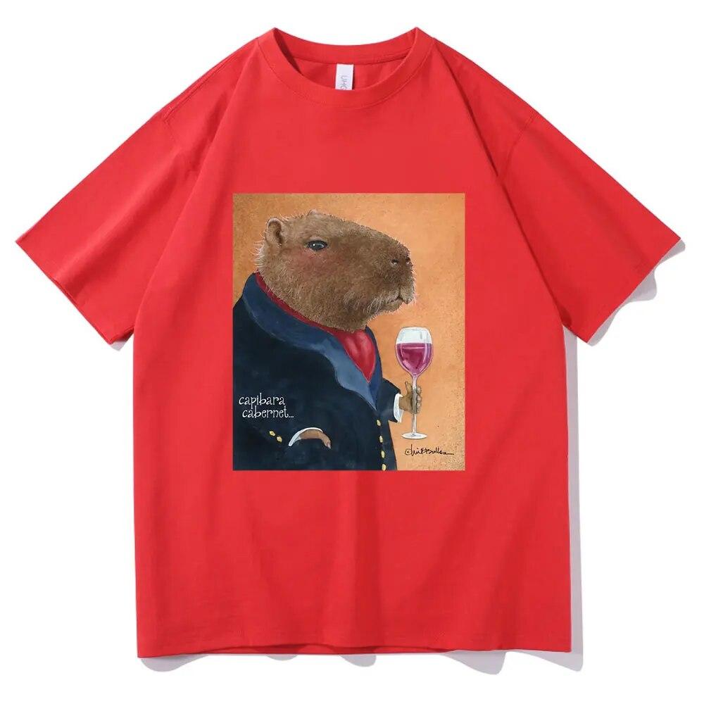 Will Bullas Tshirt Funny Capybara Cabernet Print T Shirts Unisex Women Fashion Harajuku Cute T-shirt Unisex Casual Funny Tee Shirt