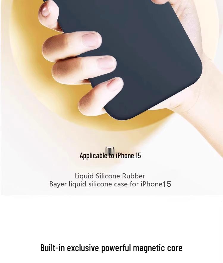 Unisex Liquid Silicone Magnetic Phone Case for iPhone 15/15 Pro Max, Drop-Proof