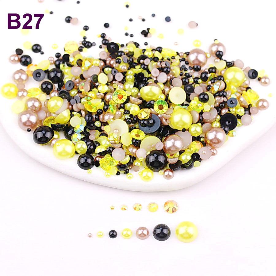 Mixed 2mm-10mm Half-Round AB Plated Resin Pearls - DIY Accessories