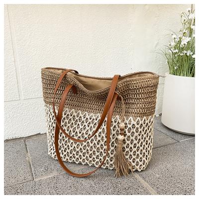 Tote Bag Women's Large Capacity 2025 New Summer Woven Straw Bag Seaside Vacation Wind Beach Bag