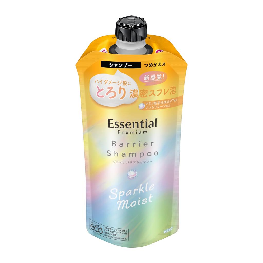 Essential Premium Moisture Barrier Shampoo Sparkle Moist Refill 330ml White Peach Musk Scent &