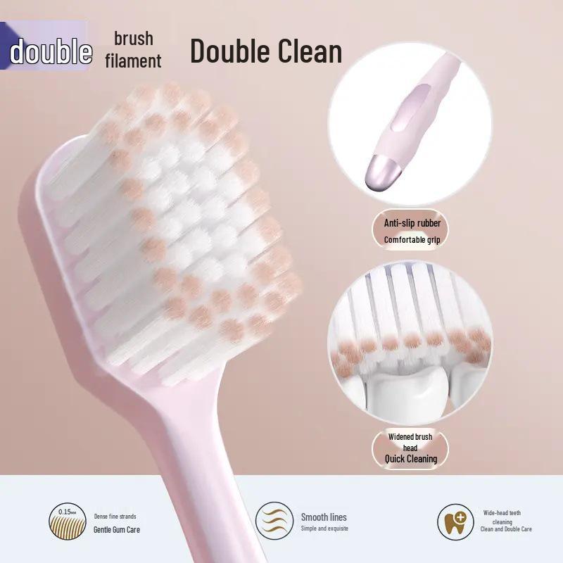 6-Pack Soft Bristle Toothbrushes with Wide Head and Anti-slip Handle for Deep Clean and Stain Removal