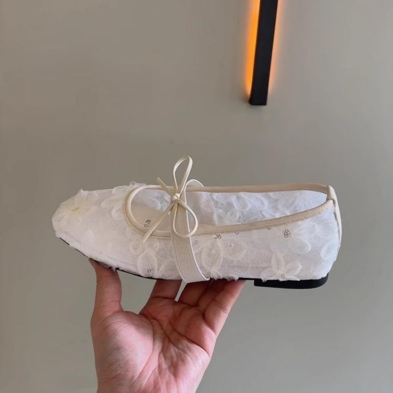Bow fairy single shoes women's shoes new summer mesh breathable shallow mouth Mary Jane shoes